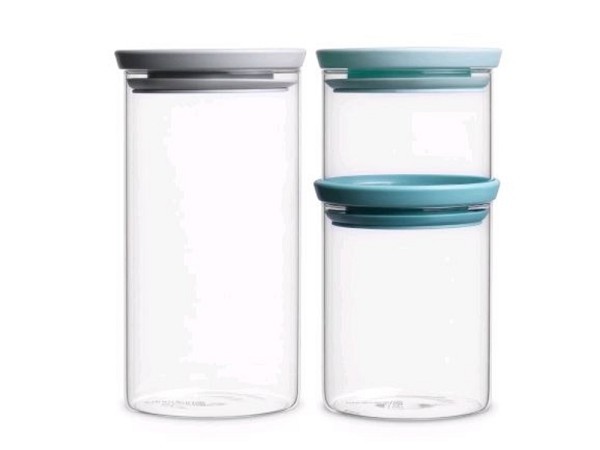 Brabantia Voorraadbus stapelbaar set van 3 glas (350ml,600ml en 1100ml)