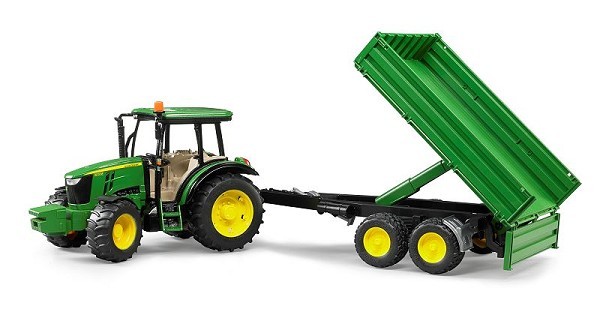 Bruder John Deere 5115M tractor met aanhanger