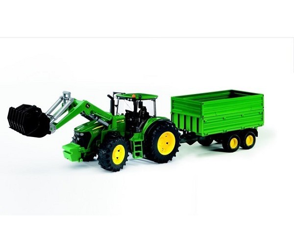 Bruder John Deere 7930 tractor met frontlader en trailer