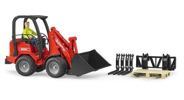 Bruder Schaffer shovel 2034  Compacte lader met accessoires en speelfiguur