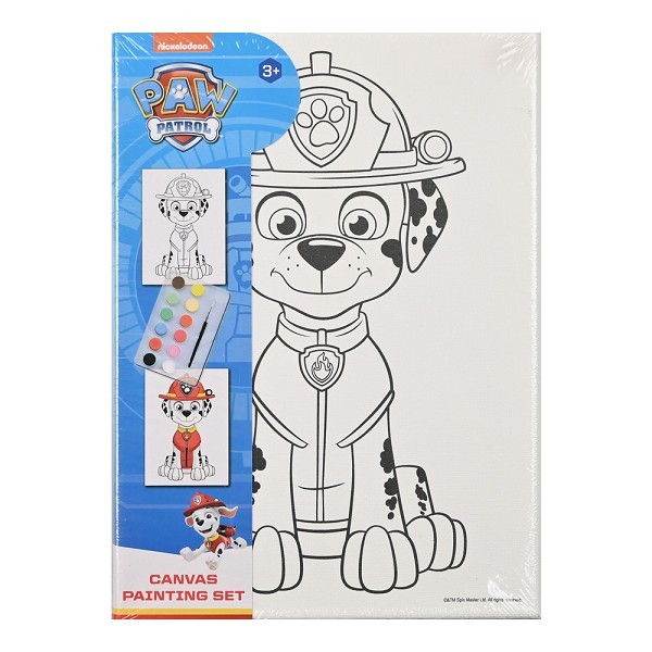 Canvas schilderset Paw Patrol incl. 12 verschillende kleuren waterverf + penseel 18x25cm