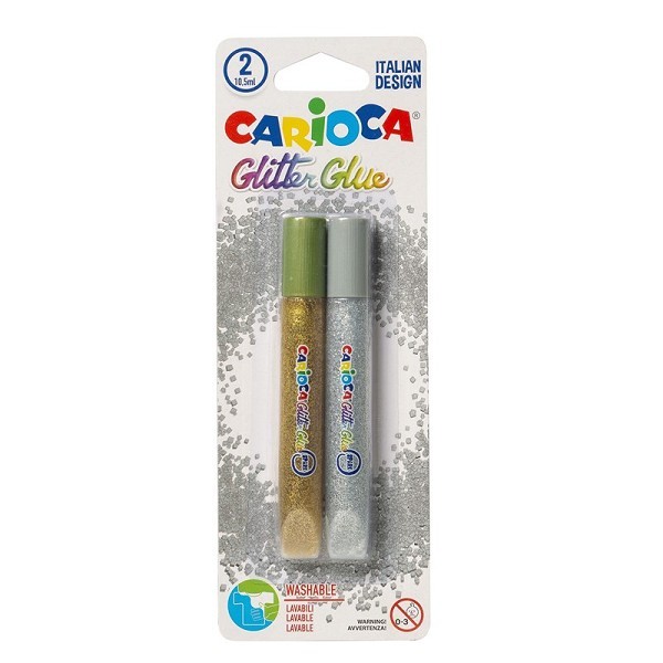 Carioca Glitterlijm zilver en goud op blister 2x10,5ml