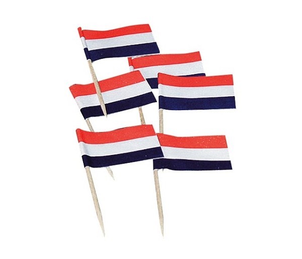 Cocktailprikkers  Vlag 7cm 5 pak a 50st.rood-wit-blauw