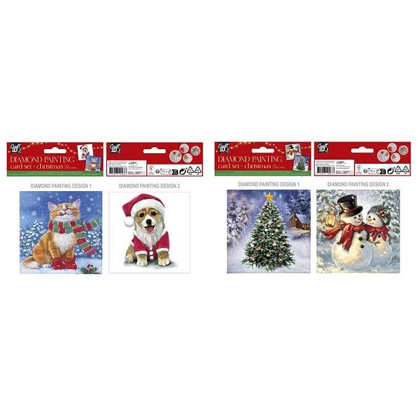 Craft ID Diamond Painting kerstkaarten 2 stuks met envelop 13x13cm