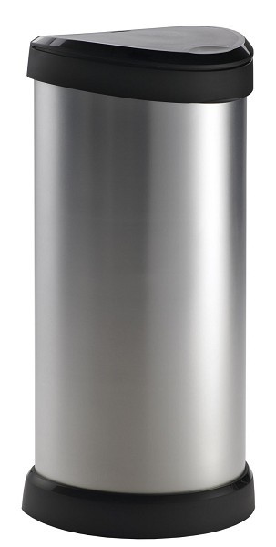 Curver Decobin touch bin 40 liter zilver/zwart 28x35xH68cm