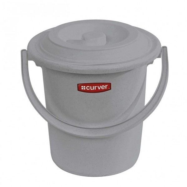 Curver Emmer + deksel grijs 5ltr toiletemmer/luieremmer