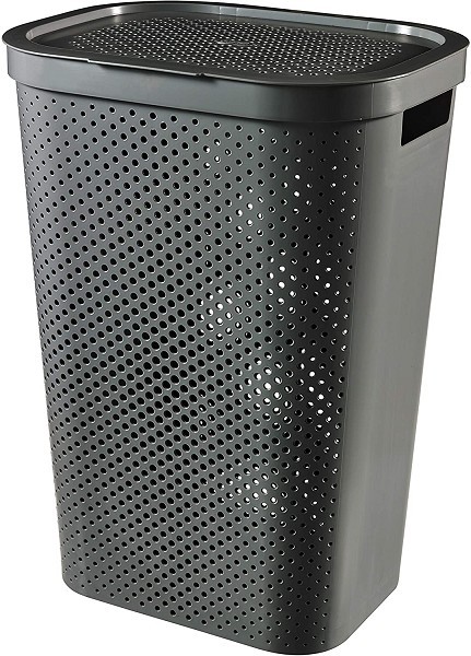 Curver Infinity Dots wasbox recycled 60 liter antraciet 44x35x60cm