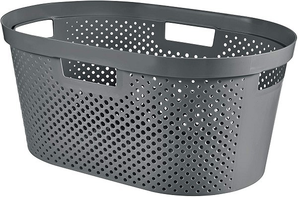 Curver Infinity Dots wasmand recycled 40 liter antraciet 59x39x26cm