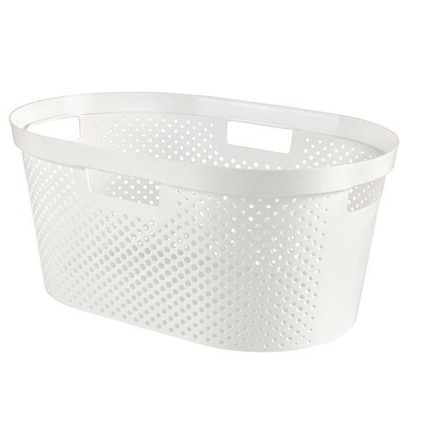 Curver Infinity Dots wasmand recycled 40 liter wit 59x39x26cm