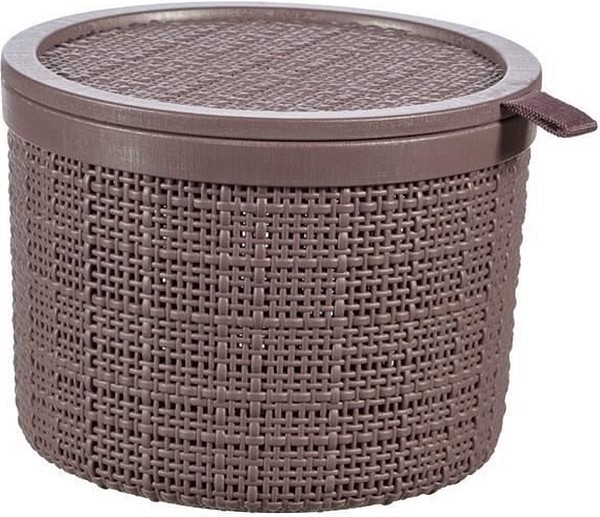 Curver Jute mandje rond met deksel 2 liter Peppercorn 17x17x12,5cm