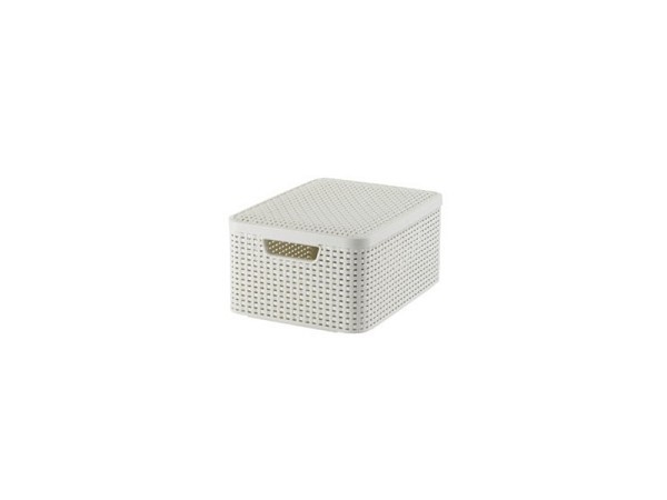 Curver Style mand M  met deksel rotanstyle ivoor (lxbxh 38x28x19cm)