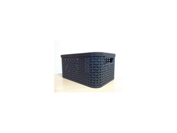 Curver Style mand S  met deksel rotanstyle antraciet (lxbxh 28x19x14cm)