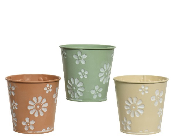 Decoris Bloempot zink dia11-H10.6cm verkrijgbaar in verschillende pastelkleuren