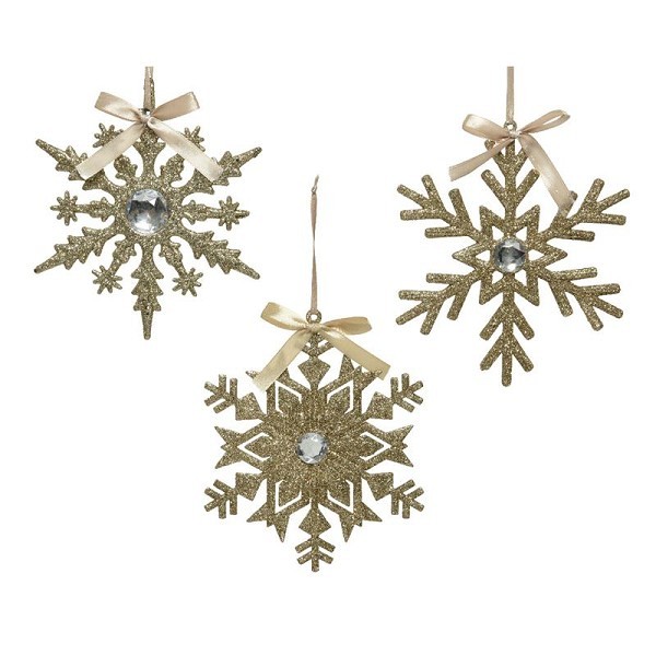 Decoris Kerst Ornament sneeuwvlok 15cm champagne