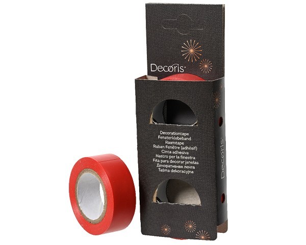 Decoris kerst raamtape rood 1,9cmx1000cm pak a 2 stuks