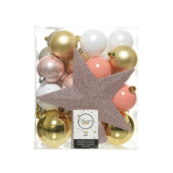 Decoris kerstballen set 33 delig incl. piek kunststof (T)