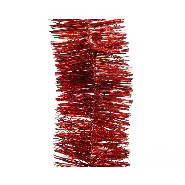 Decoris kerstboom guirlande tinsel glans 7.5cm x 270cm kerstrood