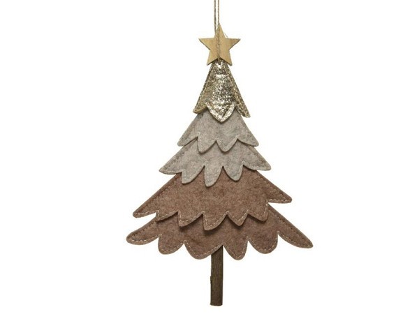 Decoris Kerstboom hanger in vorm van een kerstboom in vilt 2x15x24cm