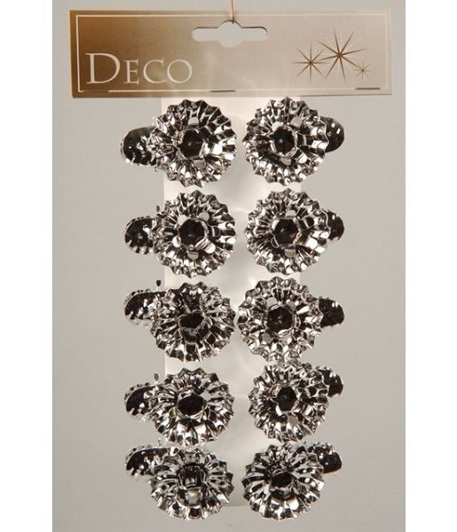 Decoris Kerstboomkaarsjes houders met knijper 5x3.5cm zilver