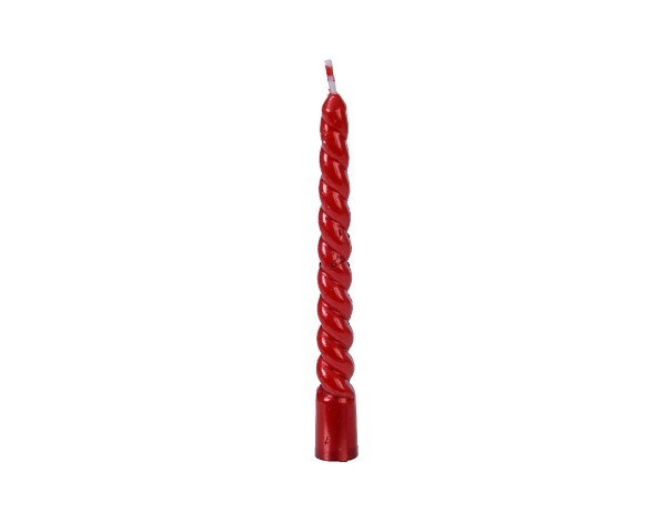 Decoris kerstboomkaarsjes Swirl wax rood Ø1,2x10cm verpakt per 8 stuks