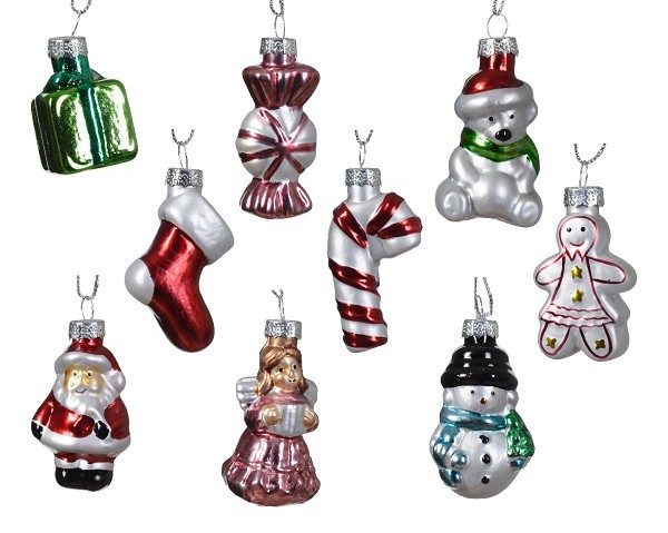 Decoris Kerstfiguren glas 9 verschillende in doos H4cm