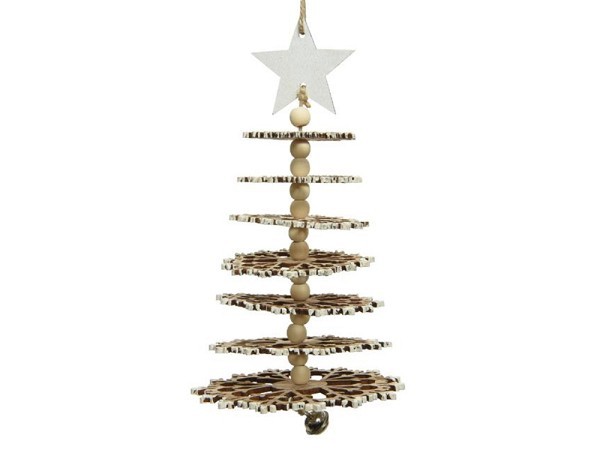 Decoris kersthanger 3d kerstboom van triplex 11x11x21cm