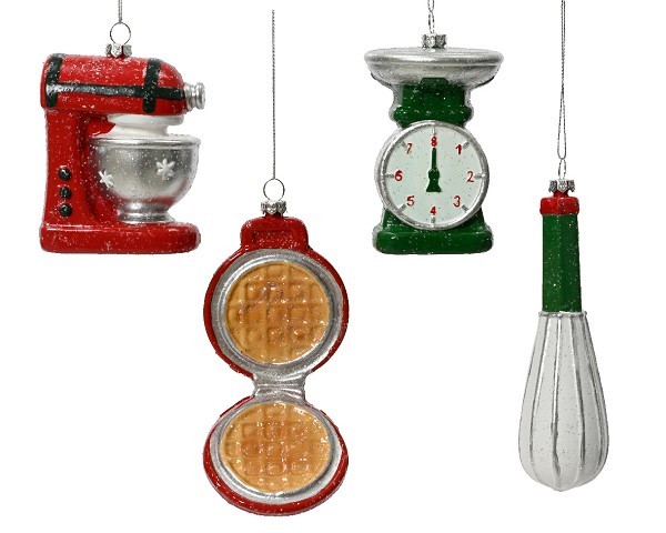 Decoris Kersthanger kunststof keukenhulpjes Mixer, weegschaal, Wafelmaker of Garde