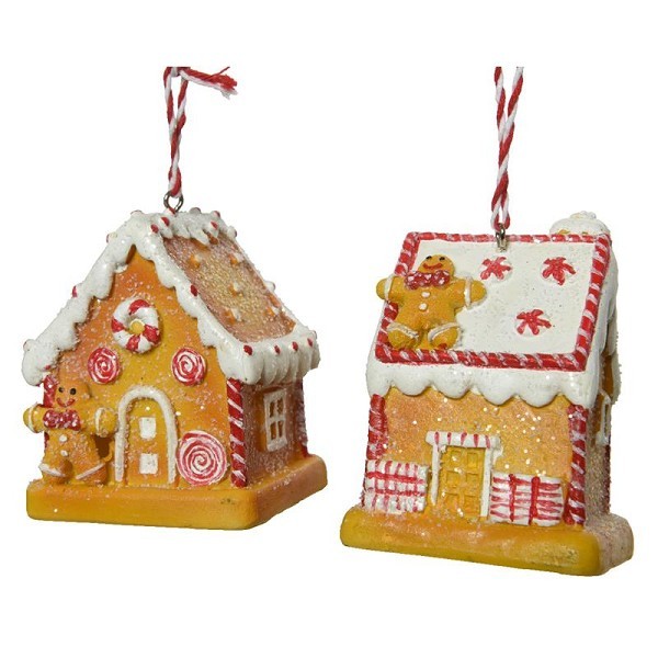 Decoris Kersthanger snoephuisje met peperkoek mannetje polyresin H7,5cm