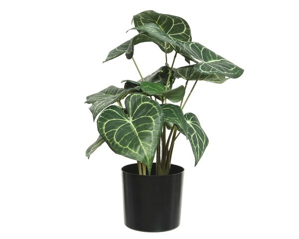 Decoris kunstplant Anthurium Clarinervium in zwarte pot L33-W31-H41cm