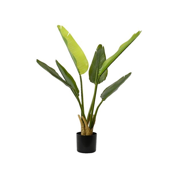 Decoris Kunstplant Strelitzia in pot kunststof 6 bladeren dia.40x90cm groen