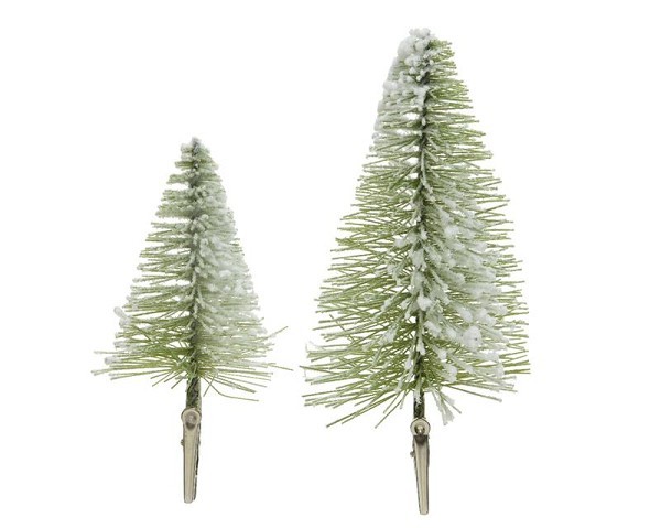 Decoris mini kerstboom op clip set a 4 stuks  2x8cm en 2x14 cm voor binnen gebruik