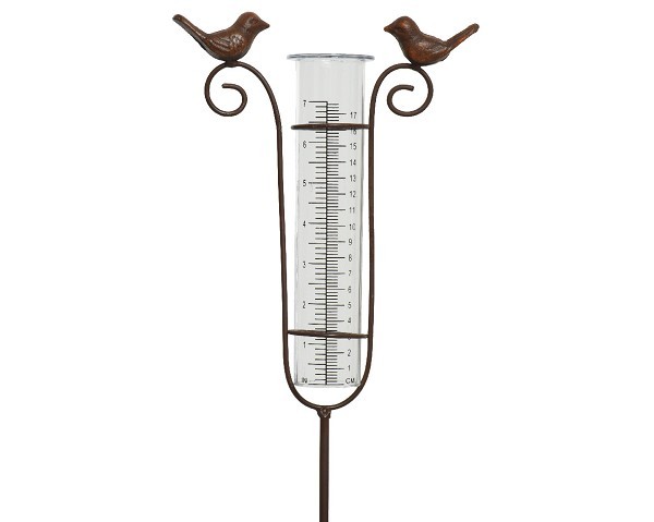 Decoris Regenmeter met vogels van polyresin L18-W5-H115cm Bruin