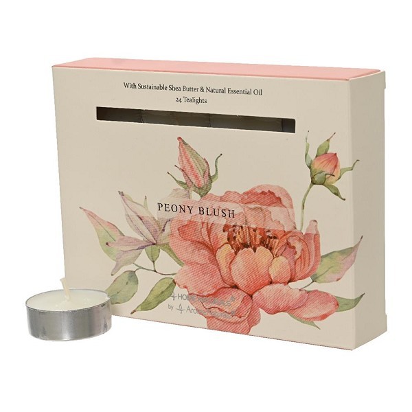 Decoris Theelichten met geur Peony Blush 12 stuks in giftbox, 4 brand uren