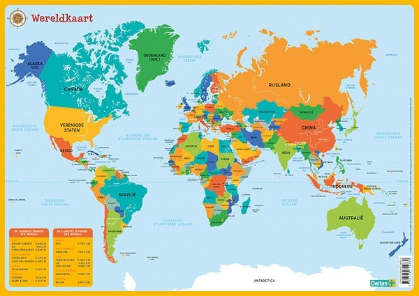 Deltas Educatieve onderlegger - De wereldkaart