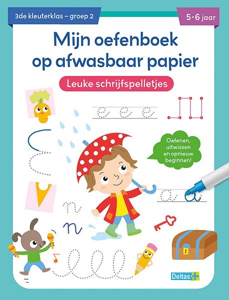 Deltas Mijn oefenboek op afwasbaar papier Leuke schrijfspelletjes (5-6 j.)