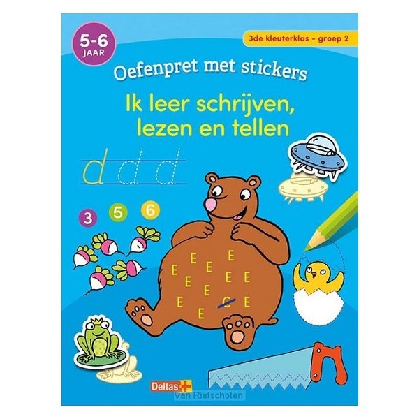 Deltas Oefenpret met stickers - Ik leer schrijven, lezen en tellen (5-6 j.)