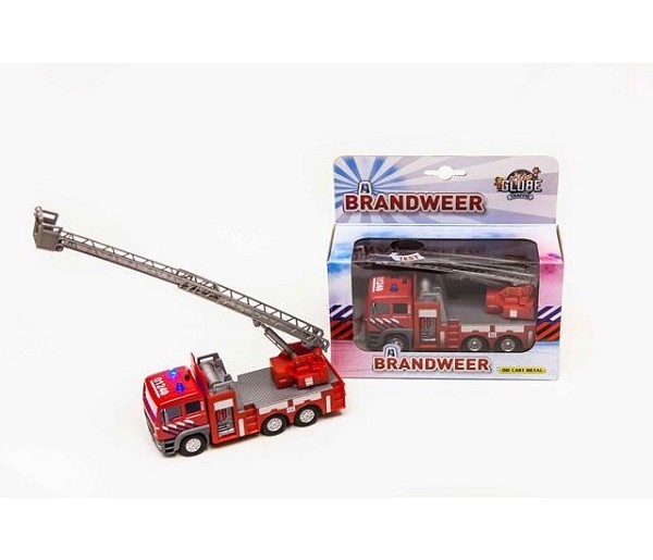 Die Cast brandweer ladderwagen met licht en geluid 16x8x4cm