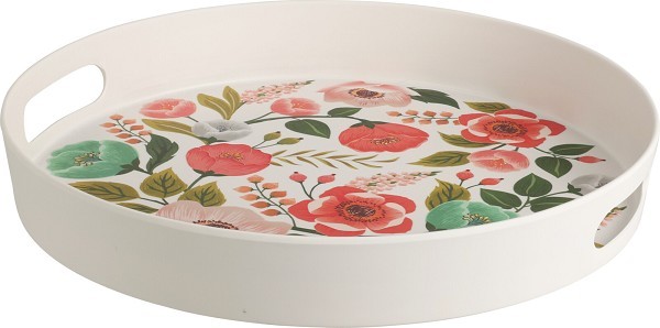 Dienblad melamine bloemen Ø30xh4cm