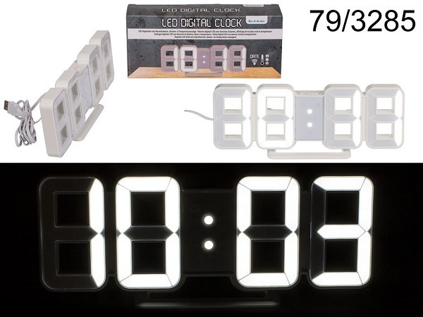 Digitale klok LED met alarm, datum- en temperatuuraanduiding 21,5x7,5cm