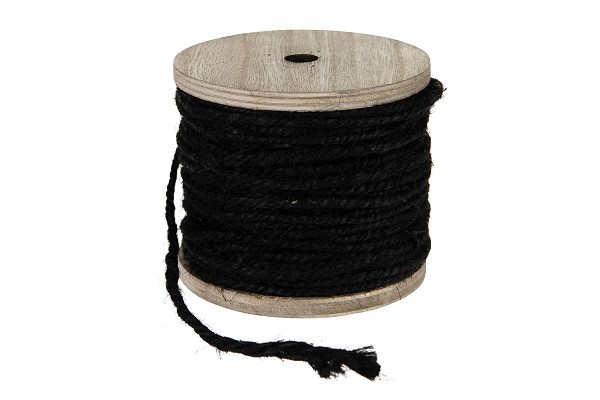 Dijk Natural Collections jute touw 130gr op houten spoel zwart