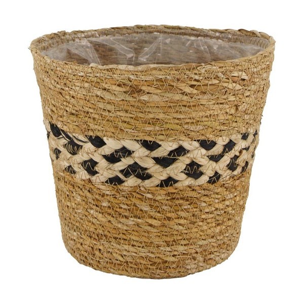 Dijk Natural Collections Mand zeegras met plastic binnenzijde Ø18x16cm naturel/zwart