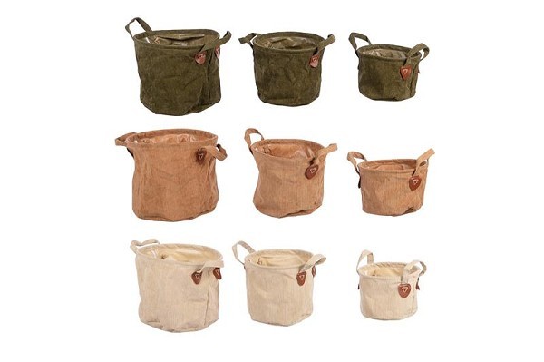 Dijk Natural Collections Manden van textiel 3-delig Ø29x26cm in 3 assorti kleuren