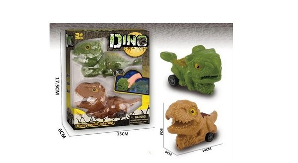 Dino auto frictie set a 2 stuks 13cm