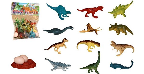 Dino's met accessoires in zak 17-delig 23x19x6cm