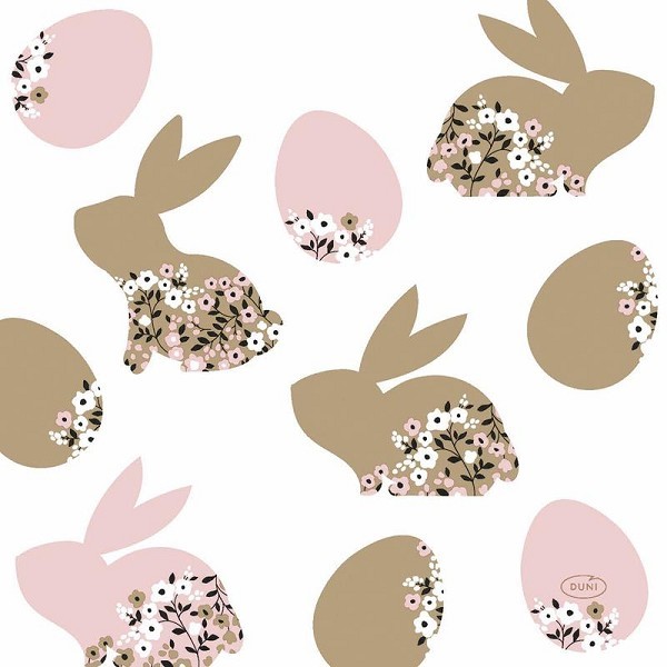 Duni Servetten Blooming Bunnies 33x33cm 3-laags tissue FSC pak a 20 servetten