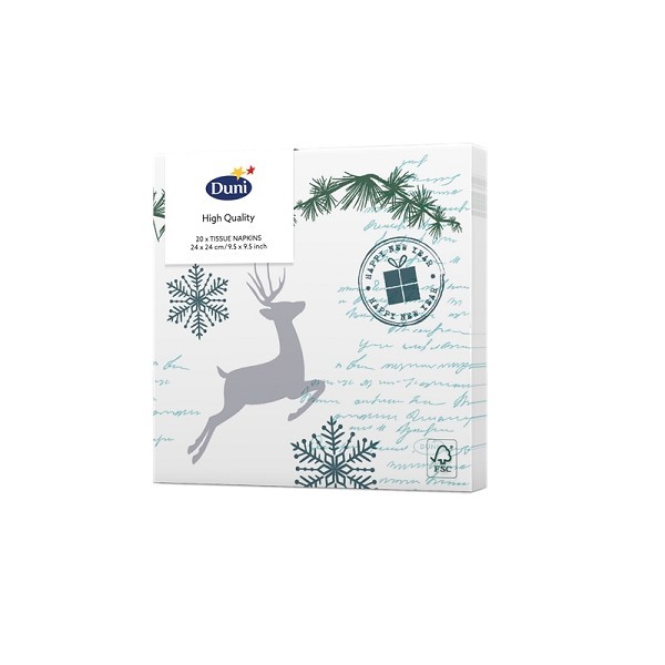 Duni Servetten Forest Deer 24x24cm 3-laagstissue FSC pak a 20 servetten