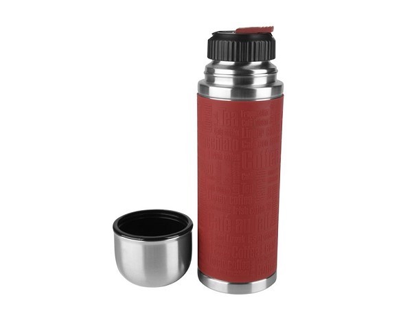 Emsa Senator Isoleerfles, Safe Loc, 0,5 L RVS - siliconen sleeve/rood