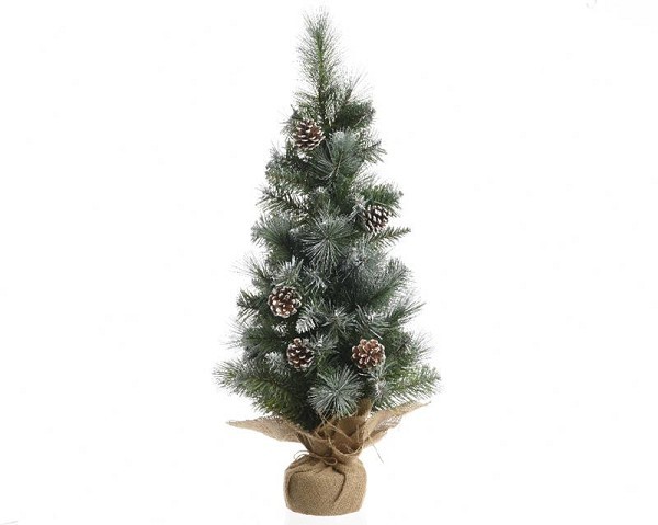 Everlands Imperial pine mini kunstkerstboom 60cm met dennenappels en frosted look