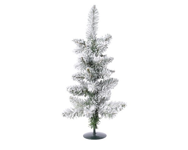 Everlands Mini kunstkerstboom op voet met besneeuwd pencil pine 60x25cm PVC