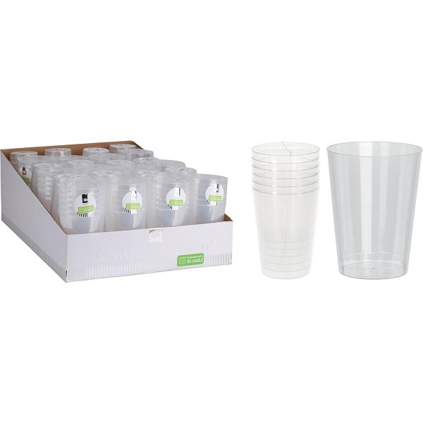 Excellent Houseware re-useable Drinkglas van kunststof 280ml set van 6 stuks Vaatwasserbestendig